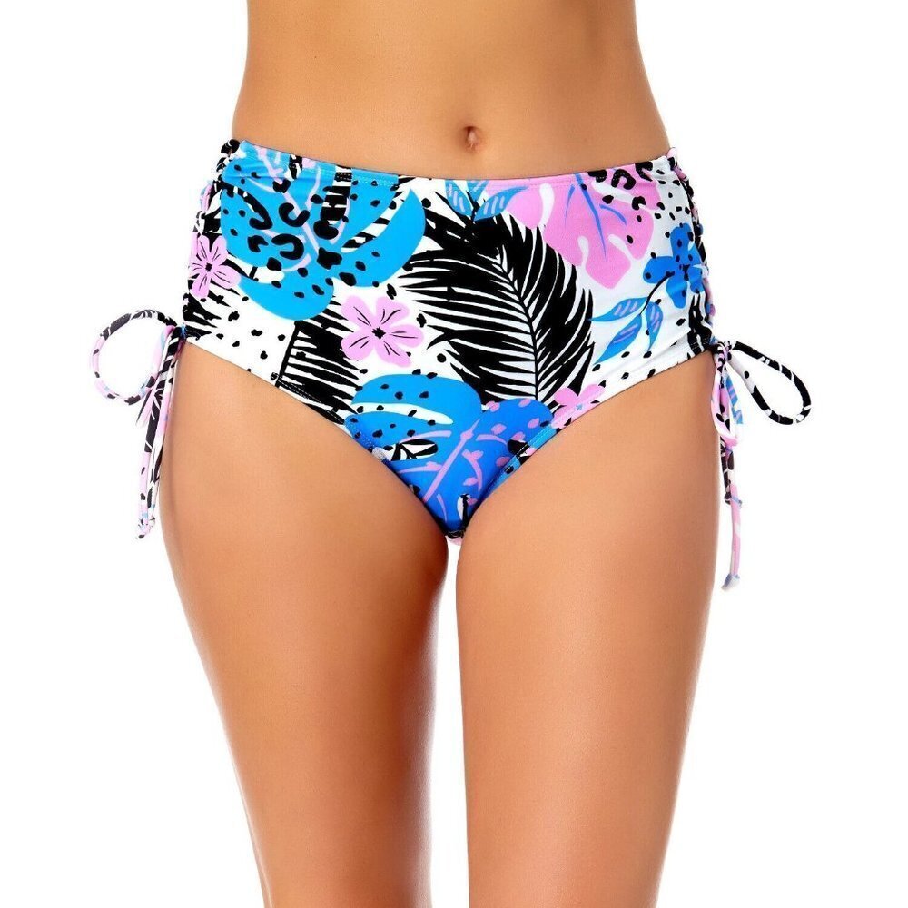 California Waves Juniors 20-22 Floral-Print Cinch High Waist Bikini Bottoms 238